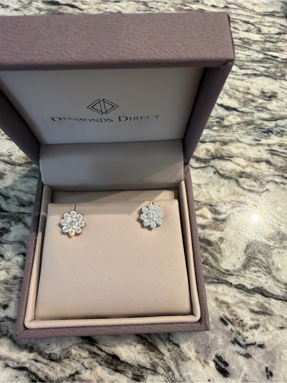 Diamond Flower Stud Earrings